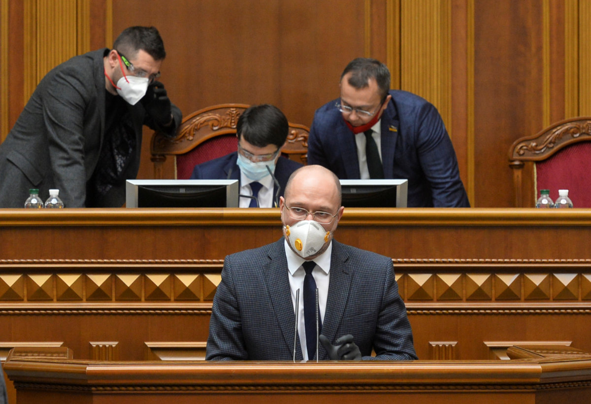 Ukraine’s Prime Minister Shmygal attends an emergency session of parliament
