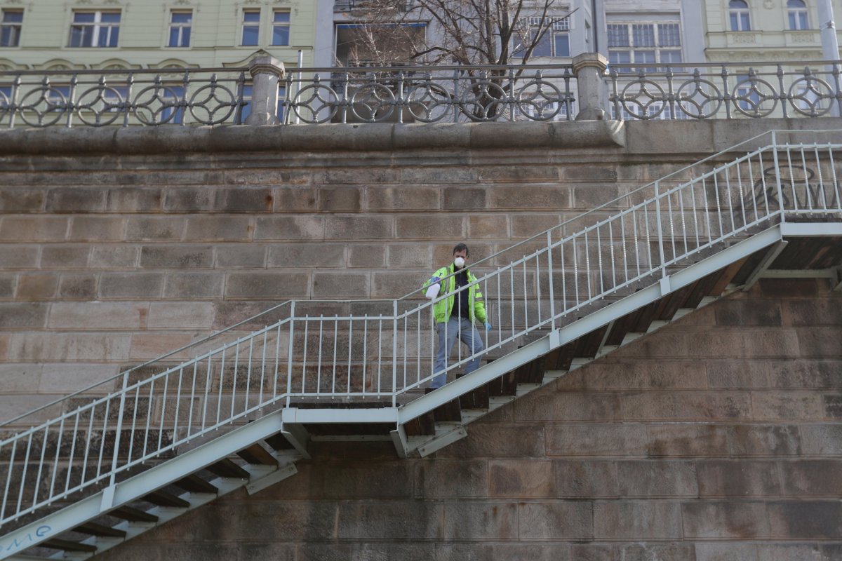 Prague uses foam disinfectant in city centre to curb coronavirus