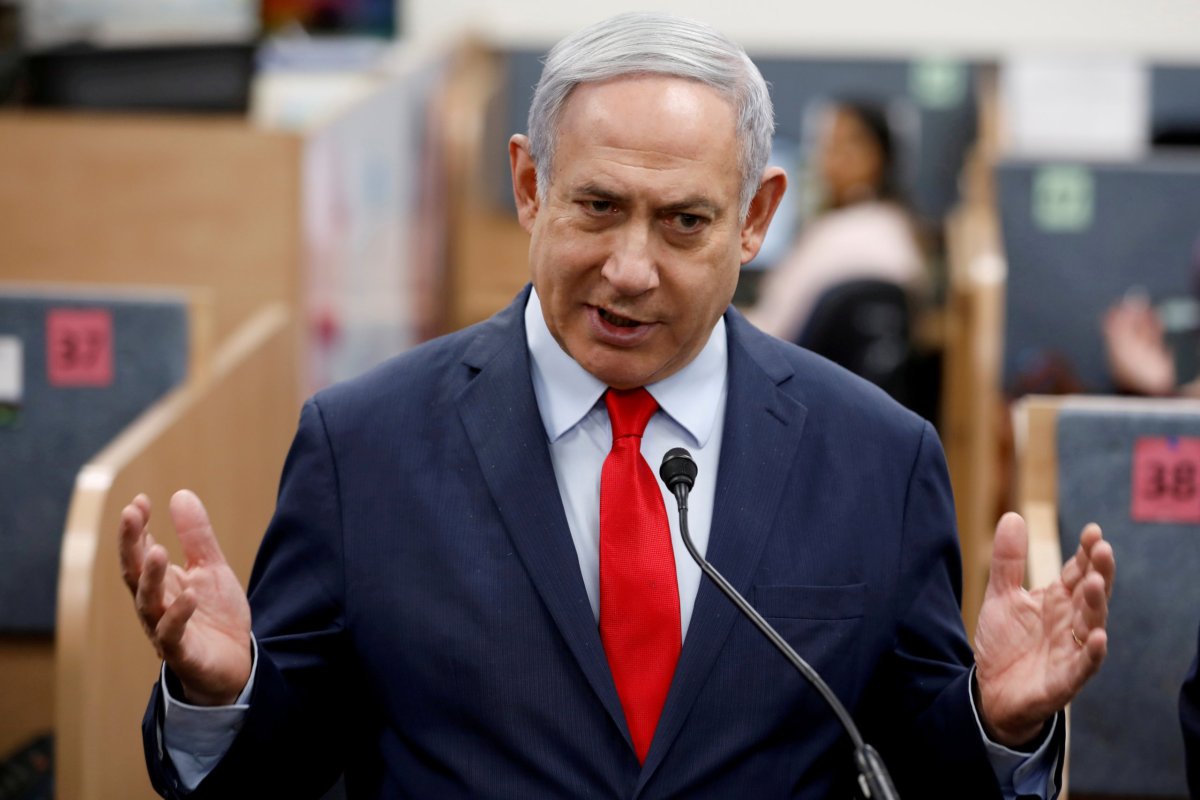 FILE PHOTO: Israeli Prime Minister Benjamin Netanyahu gestures as he