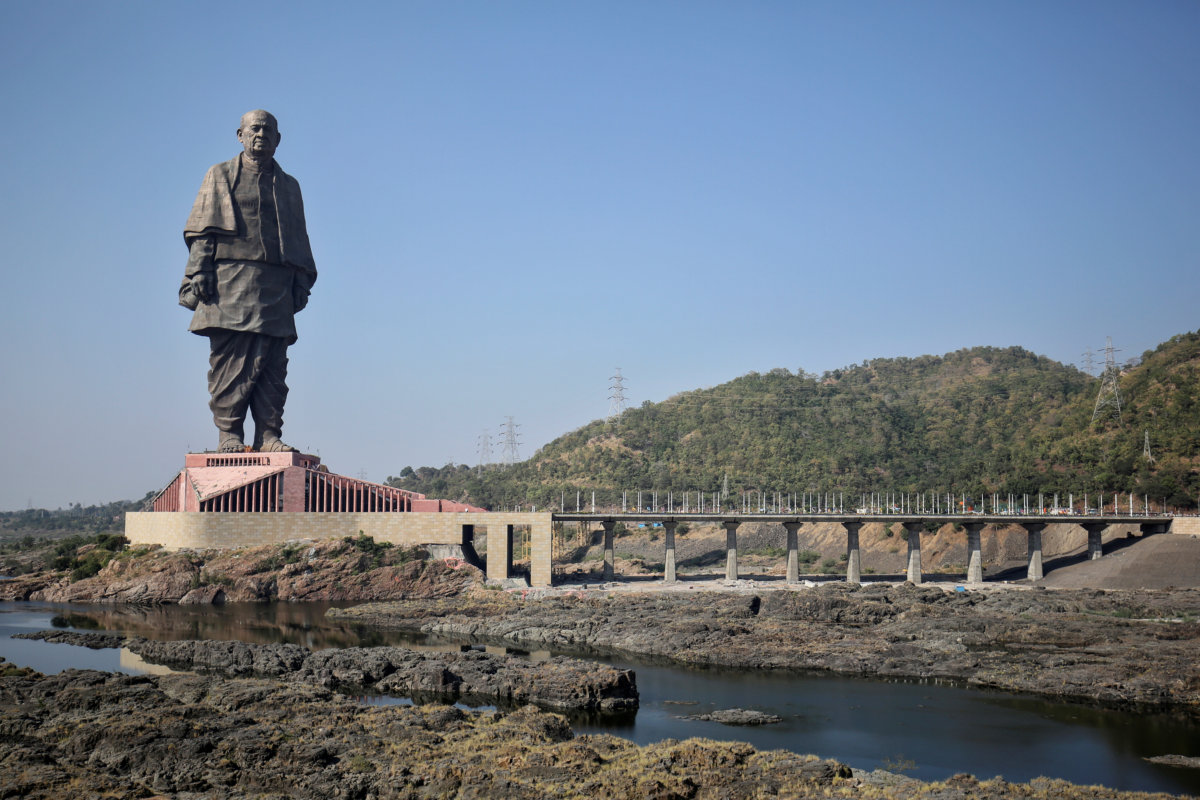 General view of the “Statue of Unity” portraying Sardar Vallabhbhai