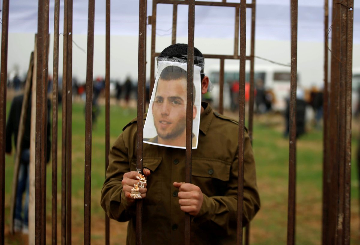 FILE PHOTO: Palestinian man playing the role of Israeli soldier