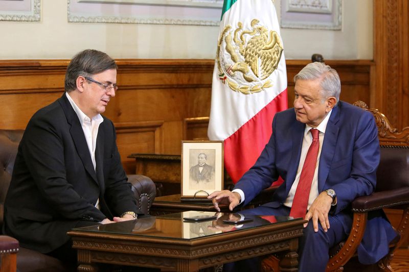 Mexico’s President Lopez Obrador and Foreign Minister Ebrard take part