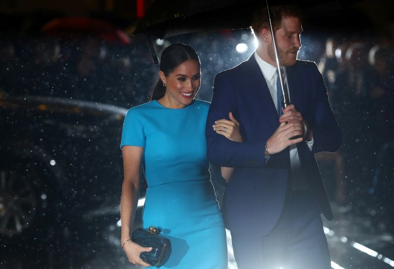 Britain’s Prince Harry and his wife Meghan, Duchess of Sussex,