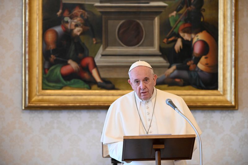 Pope Francis leads the Regina Caeli prayer at noon on
