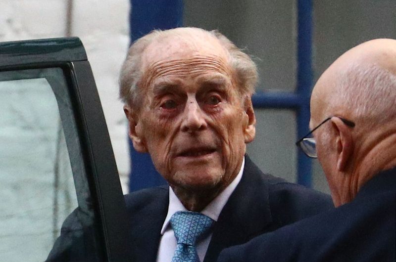 Britain’s Prince Philip leaves the King Edward VII’s Hospital in