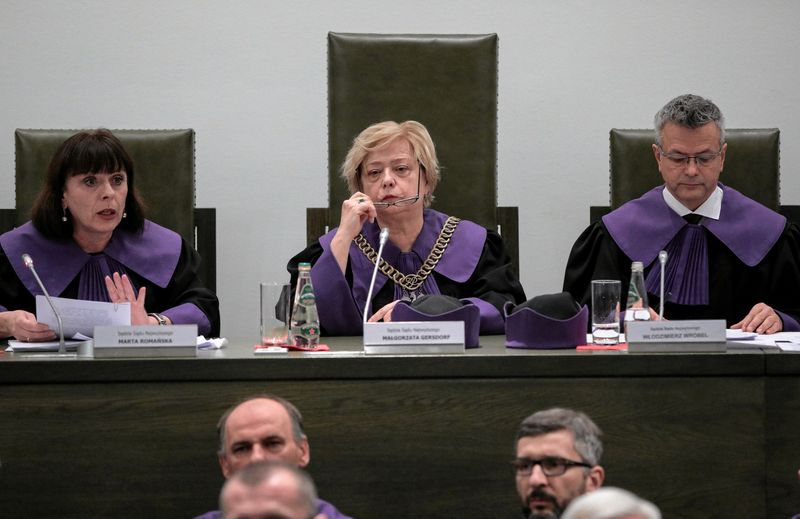 Supreme Court President Malgorzata Gersdorf attends the court session in