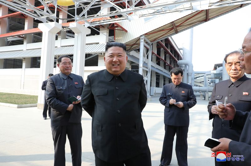 North Korean leader Kim Jong Un attends the completion of