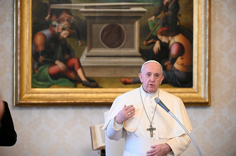 FILE PHOTO: Pope Francis holds weekly general audience virtually due