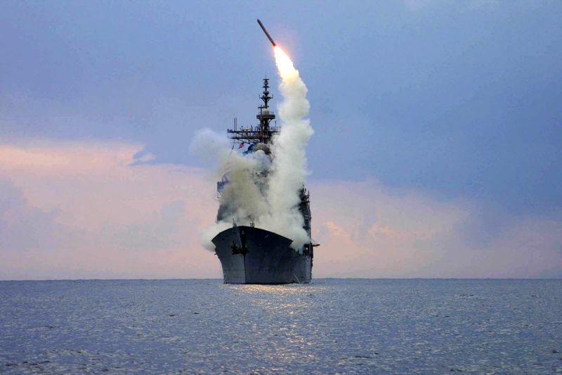 FILE PHOTO: A Tomahawk Land Attack Missile (TLAM) is launched
