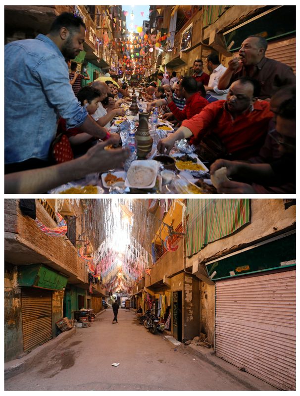 A combination photo shows Ezbet Hamada in Cairo’s Mataria district