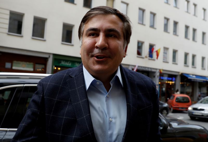 FILE PHOTO: Former Georgian president Saakashvili arrives at news conference