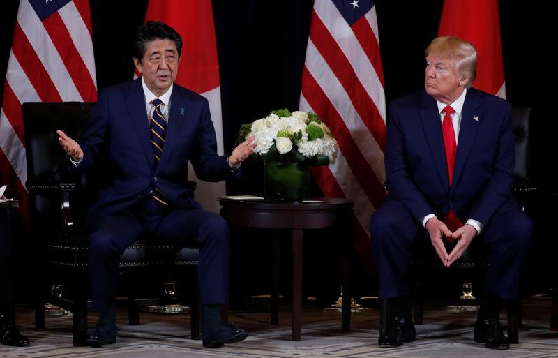 Japan’s Prime Minister Abe meets with U.S. President Trump in