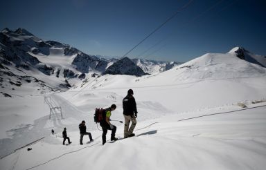 Austrians cover a glacier to protect it from global warming