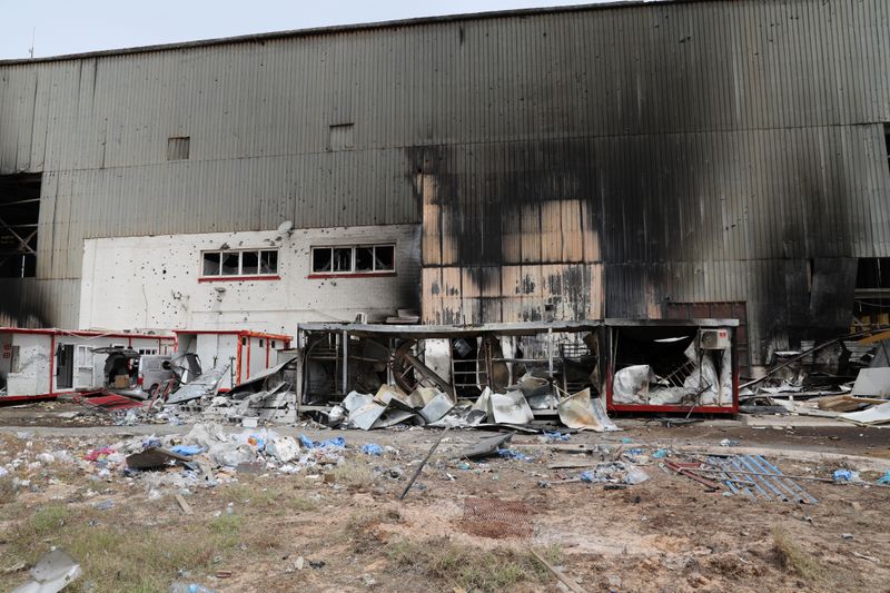 Damages is seen following shelling at Tripoli’s Mitiga airport in