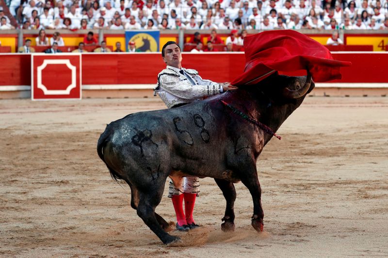 FILE PHOTO: Spanish bullfighter Octavio Chacon performs a pass to