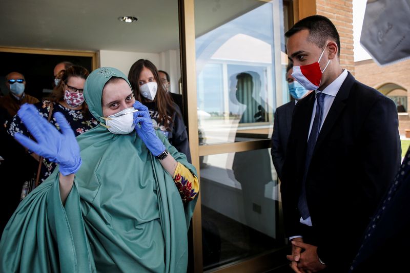 Freed Italian aid worker Silvia Romano arrives at Ciampino military