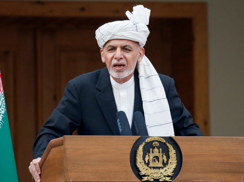 Afghanistan’s President Ashraf Ghani speaks during his inauguration as president,