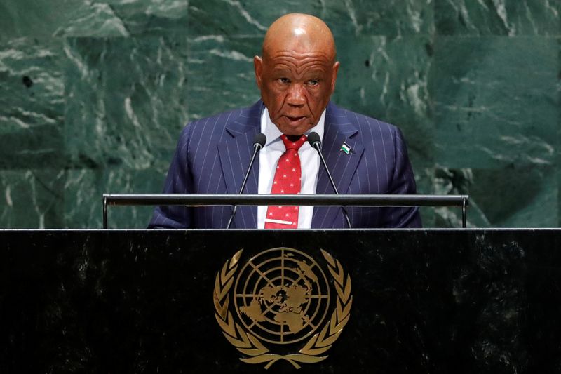 FILE PHOTO: Thomas Motsoahae Thabane, prime minister of Lesotho addresses