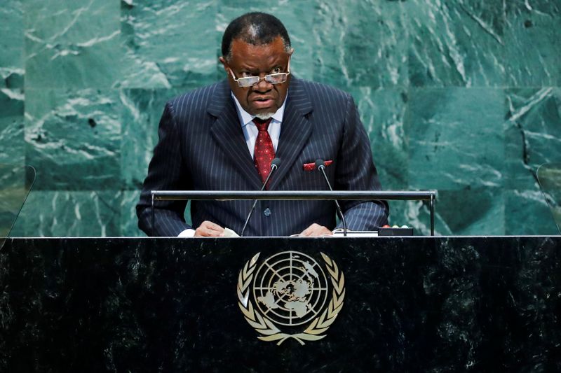 FILE PHOTO: Namibia’s President Hage Geingob addresses the 74th session