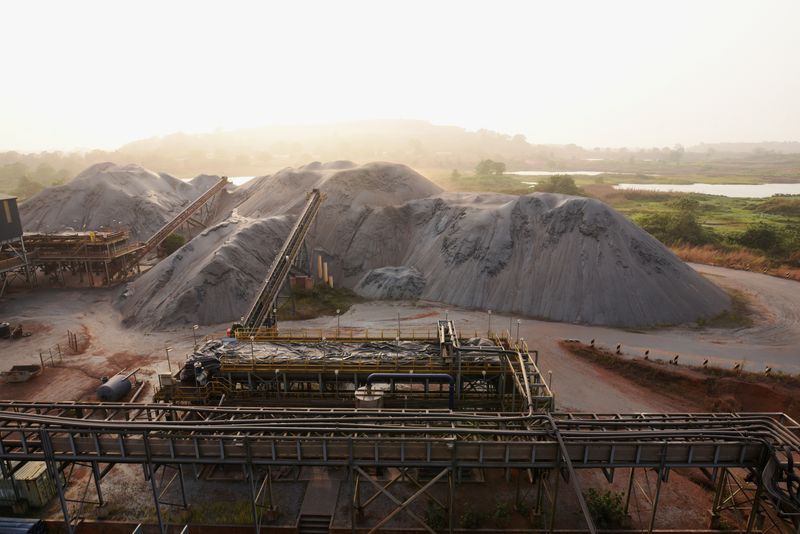 FILE PHOTO: View of piles of iron ore adjacent to