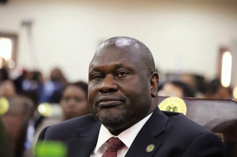 South Sudan’s First Vice President Riek Machar attends his swearing-in