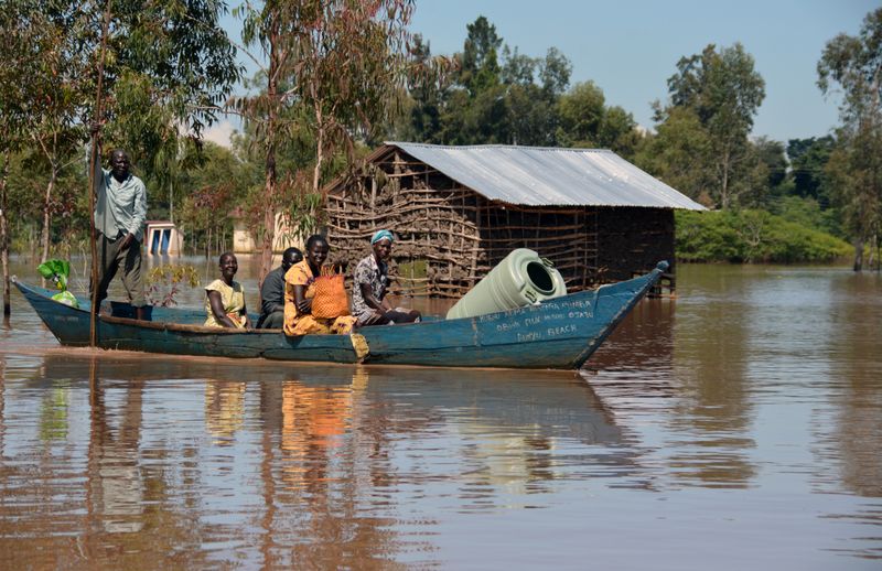 View of floodwaters in Budalangi, Busia County