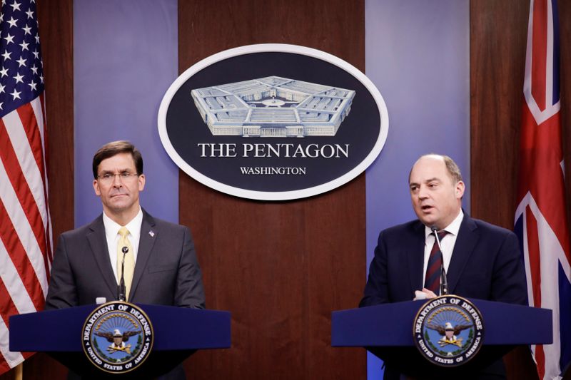 FILE PHOTO:  U.S. Defense Secretary Mark Esper and Britain’s