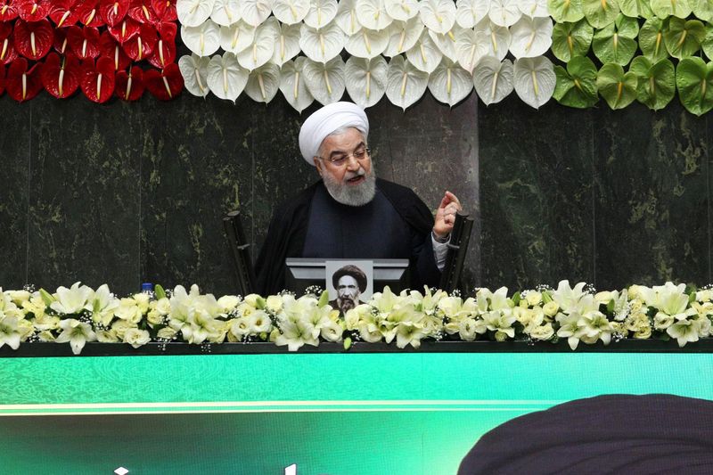 FILE PHOTO: Iranian President Hassan Rouhani speaks during the opening