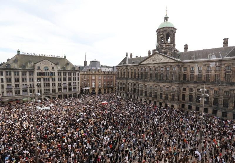 Protest against the death of George Floyd, in Amsterdam