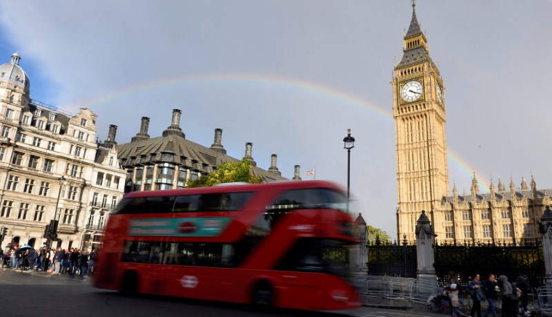 FILE PHOTO: A rainbow is seen behind the Big Ben