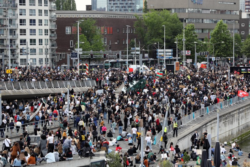 Protest against the death of George Floyd, in Rotterdam
