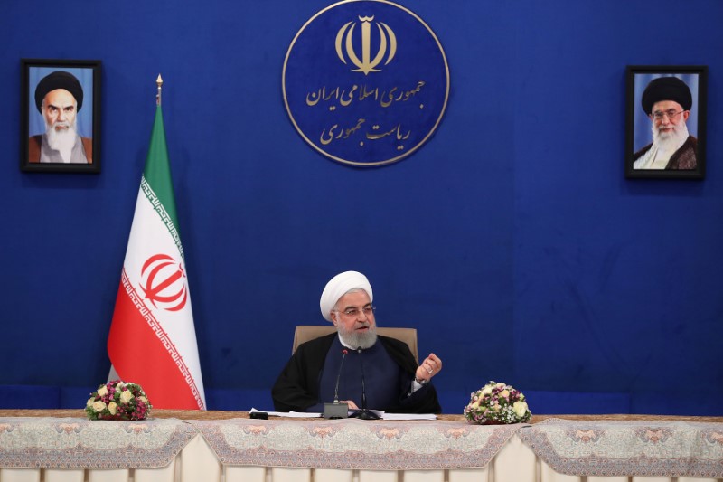 Iranian President Hassan Rouhani speaks during a cabinet meeting, as