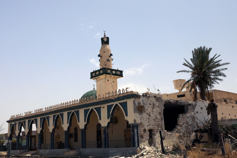 A damaged mosque is seen after Libyan’s internationally recognised government