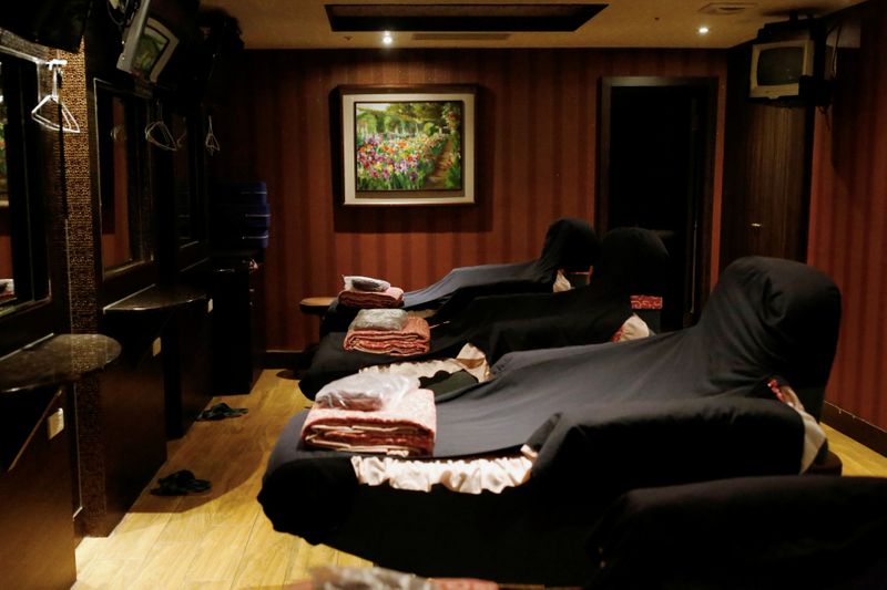 An empty massage room is seen as Taiwan’s entry restrictions