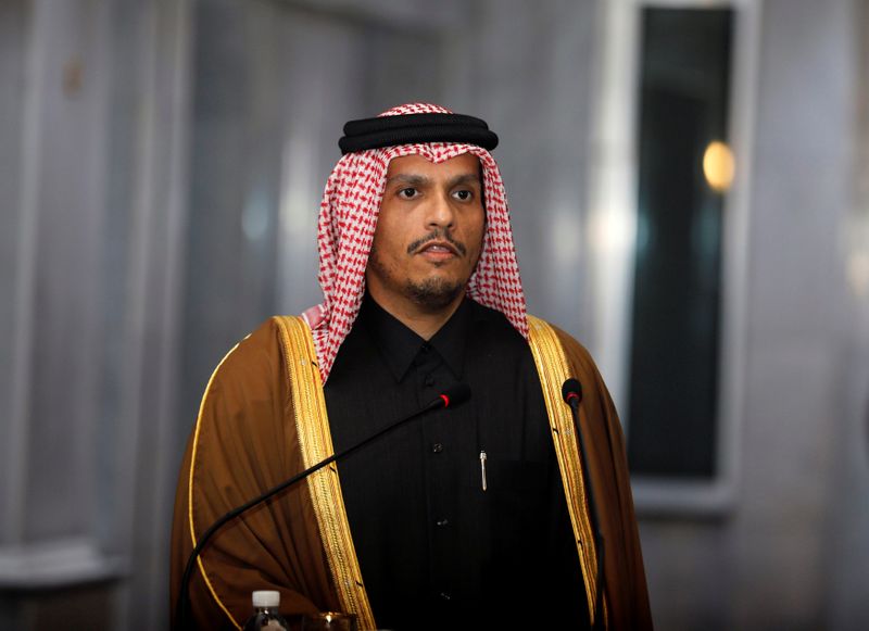 Qatari Foreign Minister Sheikh Mohammed bin Abdulrahman Al Thani speaks