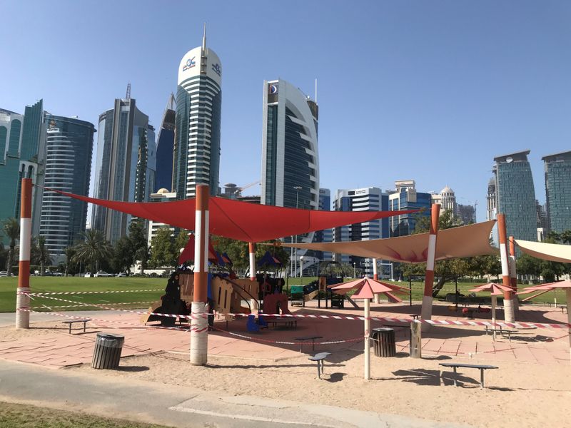 General view of a empty kids playground, following the outbreak