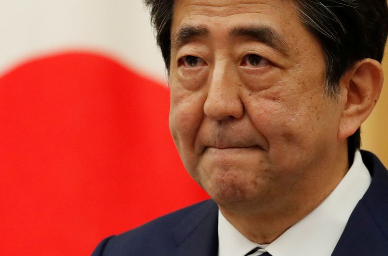 Japan’s Prime Minister Shinzo Abe holds a news conference in