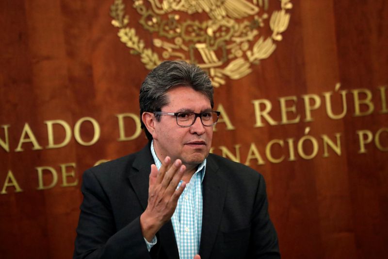 Mexico’s Senator Ricardo Monreal speaks during the delivery of the
