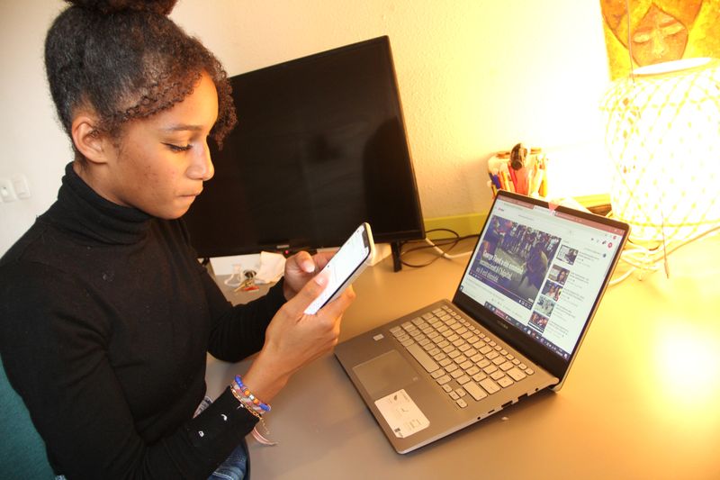 Law student Mathilla Diagana attends an interview with Reuters, in