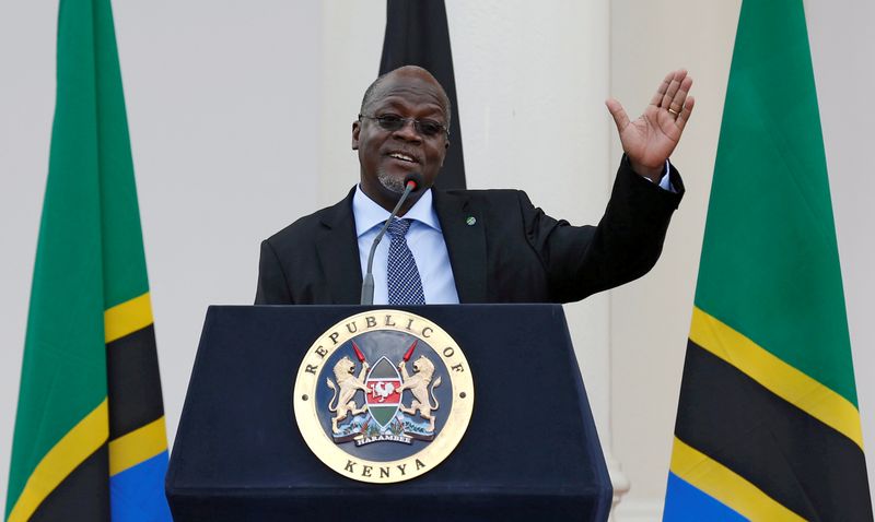 FILE PHOTO: Tanzanian President Magufuli addresses a news conference during