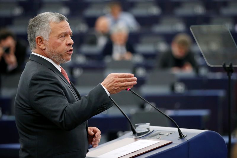 King of Jordan Abdullah II addresses the European Parliament in
