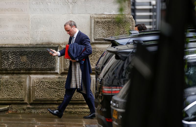 Britain’s Secretary of State for Foreign affairs Dominic Raab arrives