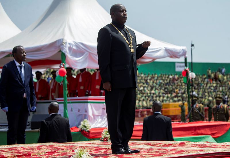 Burundi’s President elect Evariste Ndayishimiye attends his inauguration ceremony at
