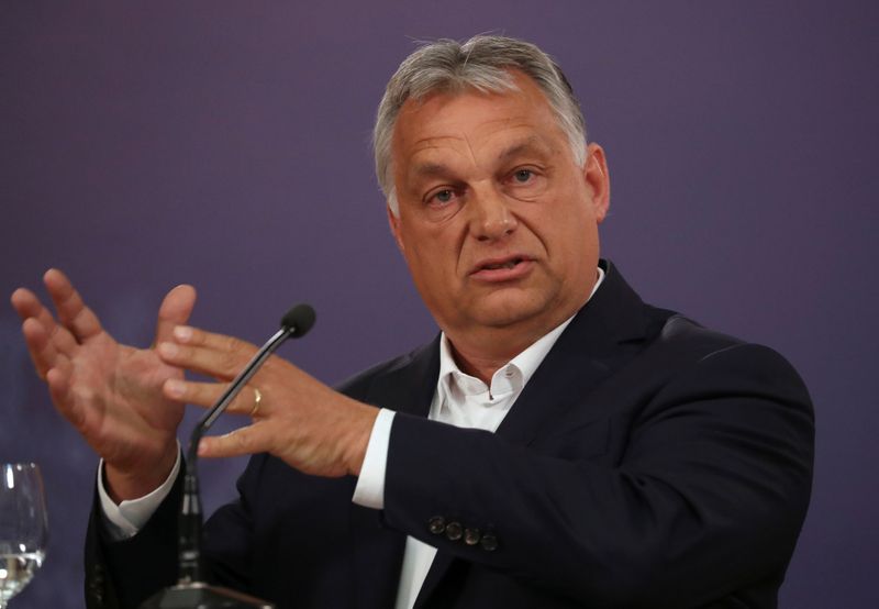 FILE PHOTO: Hungarian Prime Minister Viktor Orban gestures during a