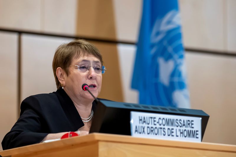 FILE PHOTO: Michelle Bachelet speaks at a session of the