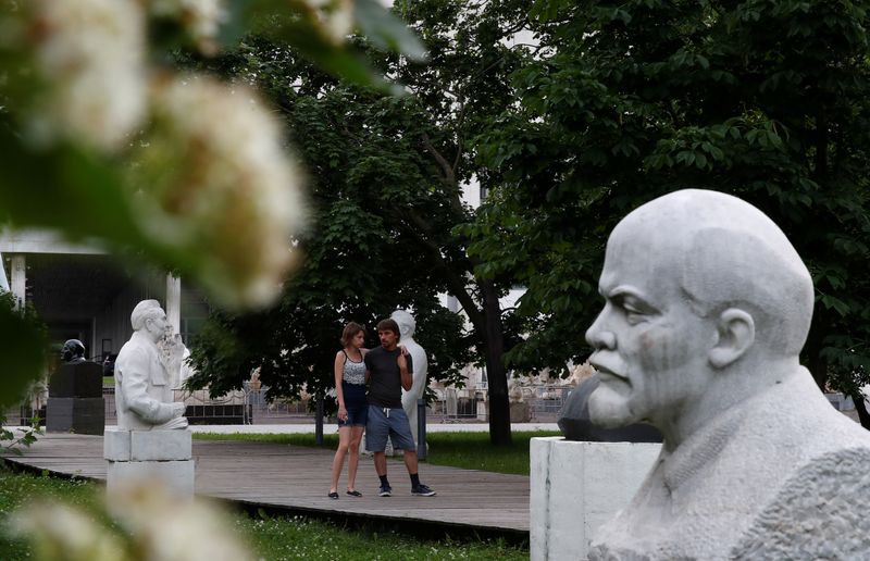 Busts of Soviet leaders are on display in Moscow