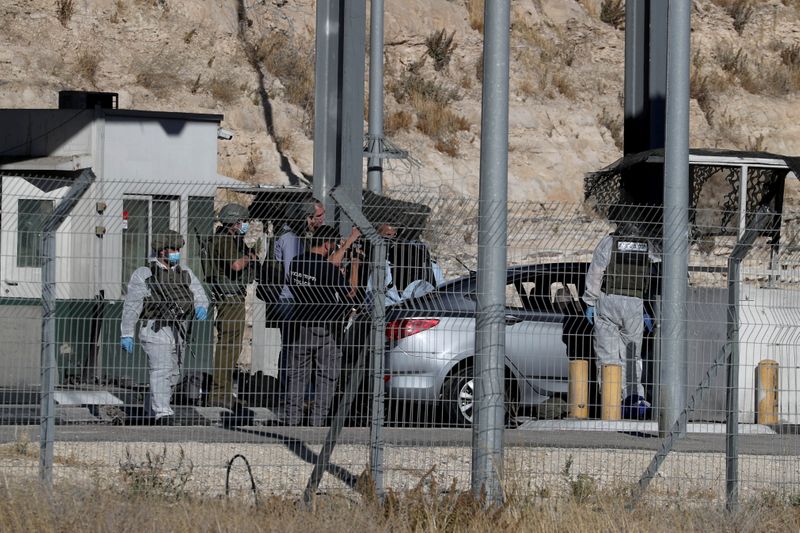 Scene of a Palestinian ramming attack at an Israeli military