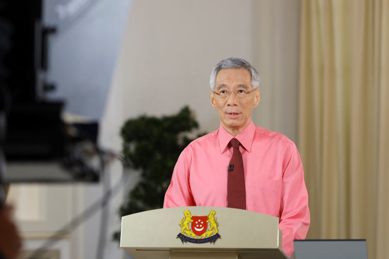 Singapore’s Prime Minister Lee Hsien Loong speaks during a national