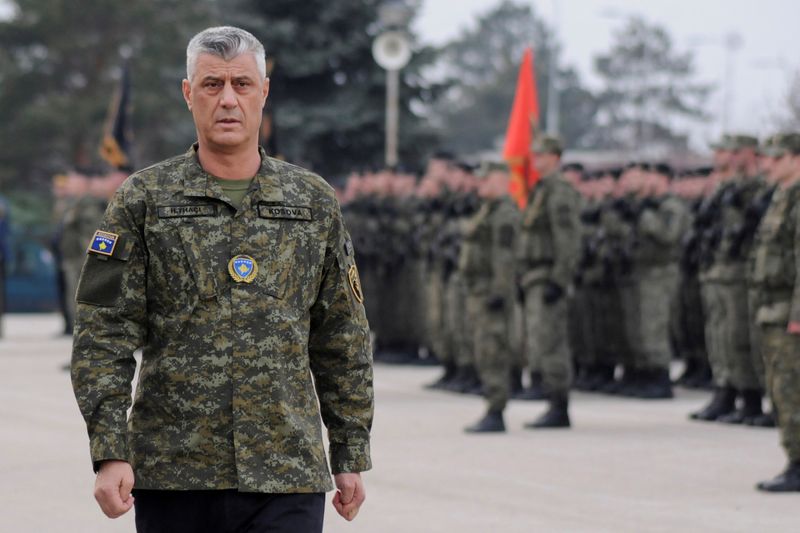 Kosovo’s President Hashim Thaci attends a ceremony of security forces