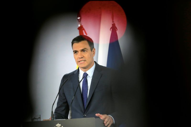 FILE PHOTO: Spanish PM Sanchez attends a news conference at